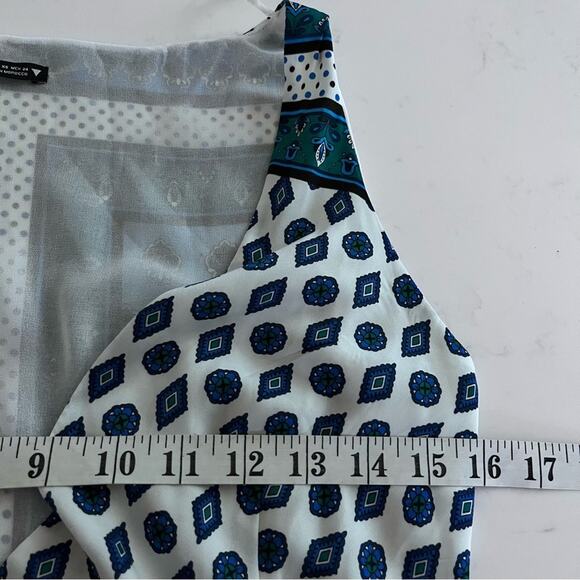 Zara Hanky Scarf Bandana Print Flowy Assymetrical Wrap Midi Dress Blue size XS - Picture 9 of 10